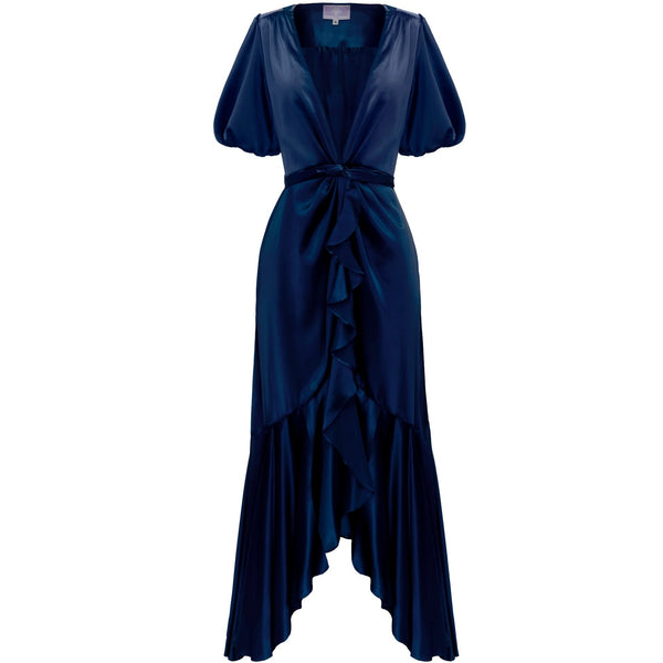 zimmermann silk wrap dress navy Zimmermann Silk Wrap Midi Dress