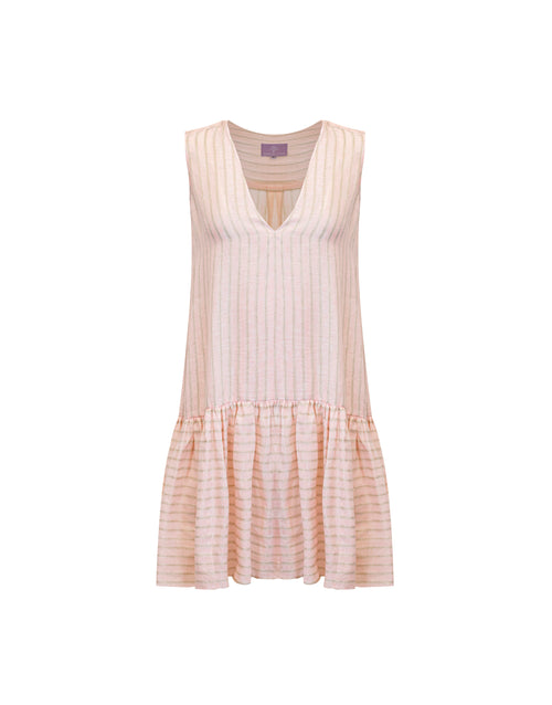 Renee Mini Sleeveless Dress - Pink/Gold Stripe