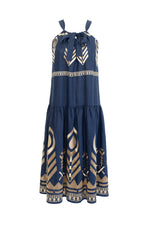 Embroidered Feather Midi Dress