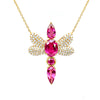 Dragonfly Diamond Rubellite in Yellow Gold Necklace