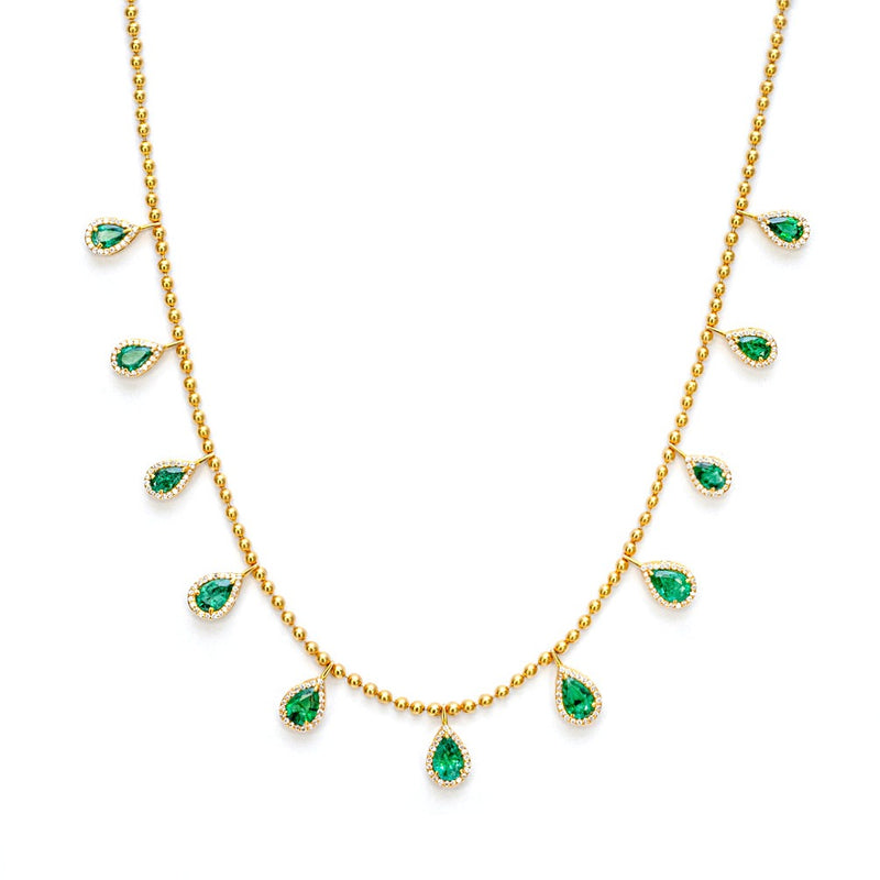 Teardrop Emerald and Diamond Necklace
