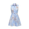 Alice Mini Dress - Blue with Blush Embroidery
