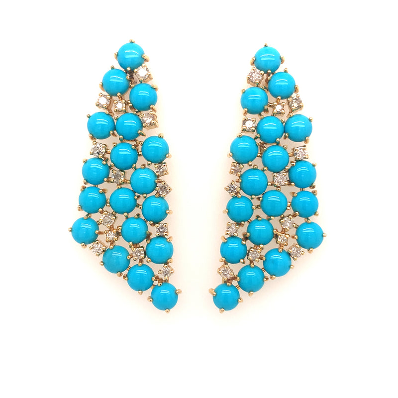 Turquoise Mosaic Earring with Diamonds