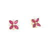 Ruby Diamond Flower Studs Earrings