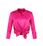 Garcon Shirt -Stretch Silk Charmeuse - Hot Pink