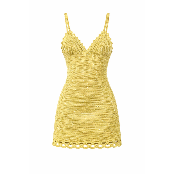Apple Pie Crochet Dress- Butter Yellow/Sequins Butter Yellow / 2/Medium