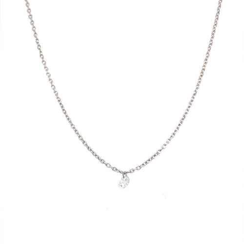 Necklace- set in 18kt yellow gold with single round Briolette diamond