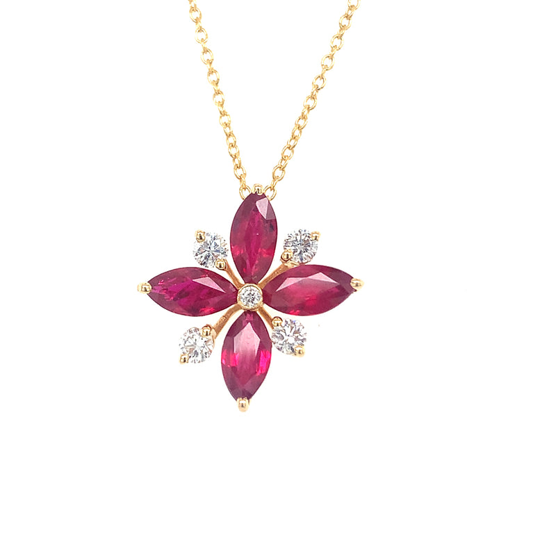 Ruby Flower with Diamonds