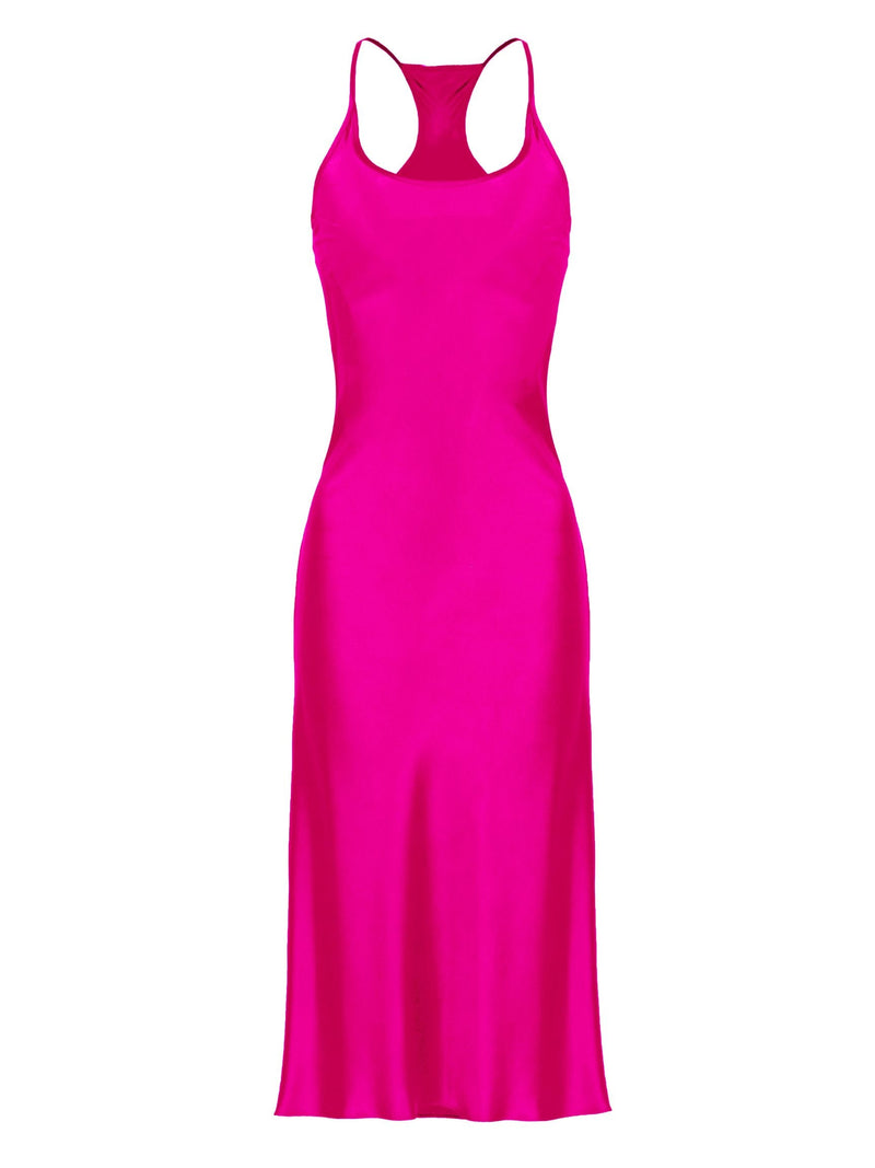 Helenita Dress - 30mm silk charmuese-Hot Pink