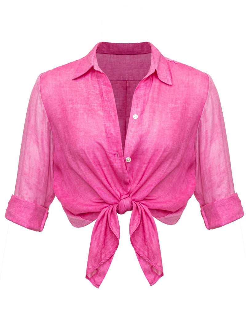 Bevie Button Down Shirt - Perlata Hot Pink