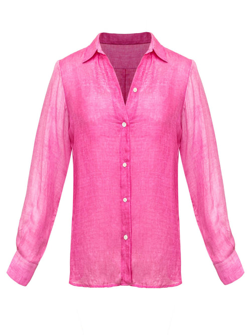 Bevie Button Down Shirt - Perlata Hot Pink