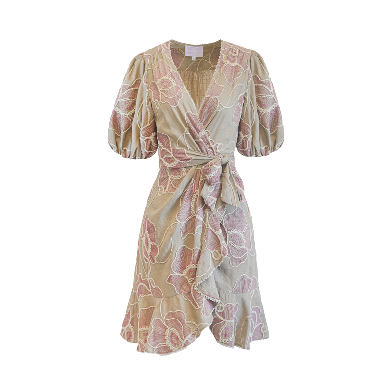 Penelope Mini Dress - Beige/Pink Floral