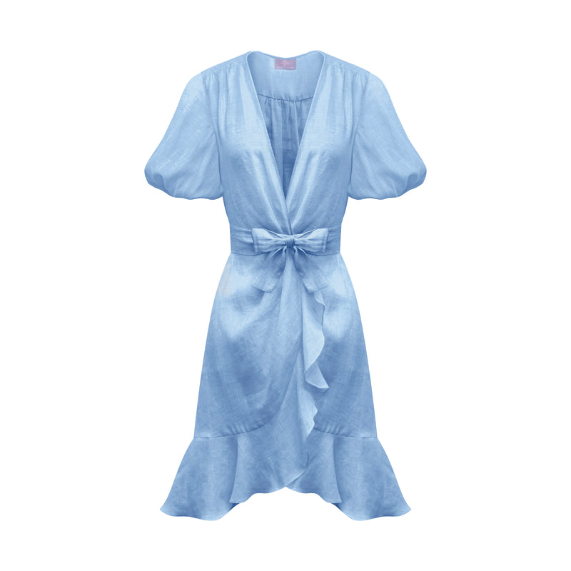 Penelope Mini Dress - Linen Sky Blue