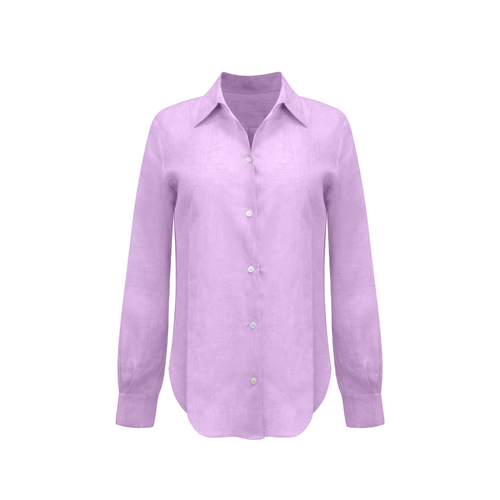 Bevie Button Down Shirt- Bubblegum Linen