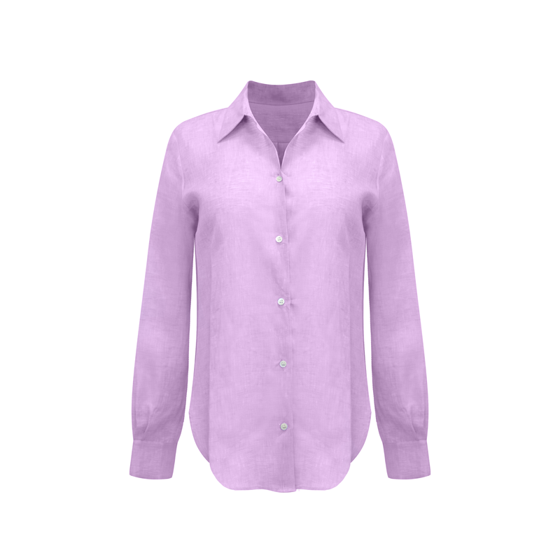 Bevie Button Down Shirt- Lavender Linen