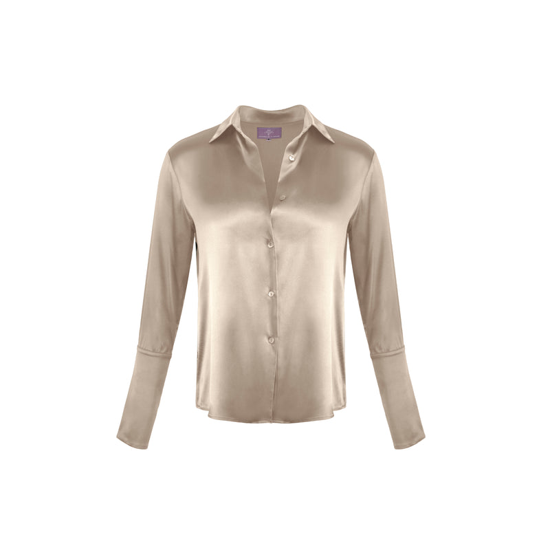 Garcon Shirt -Stretch Silk Charmeuse - Champagne