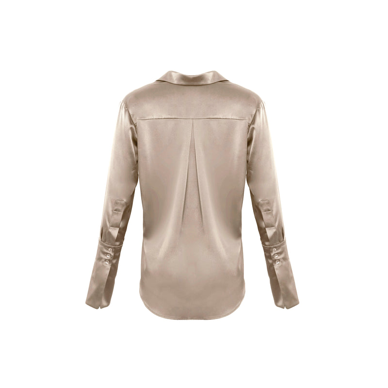 Garcon Shirt -Stretch Silk Charmeuse - Champagne