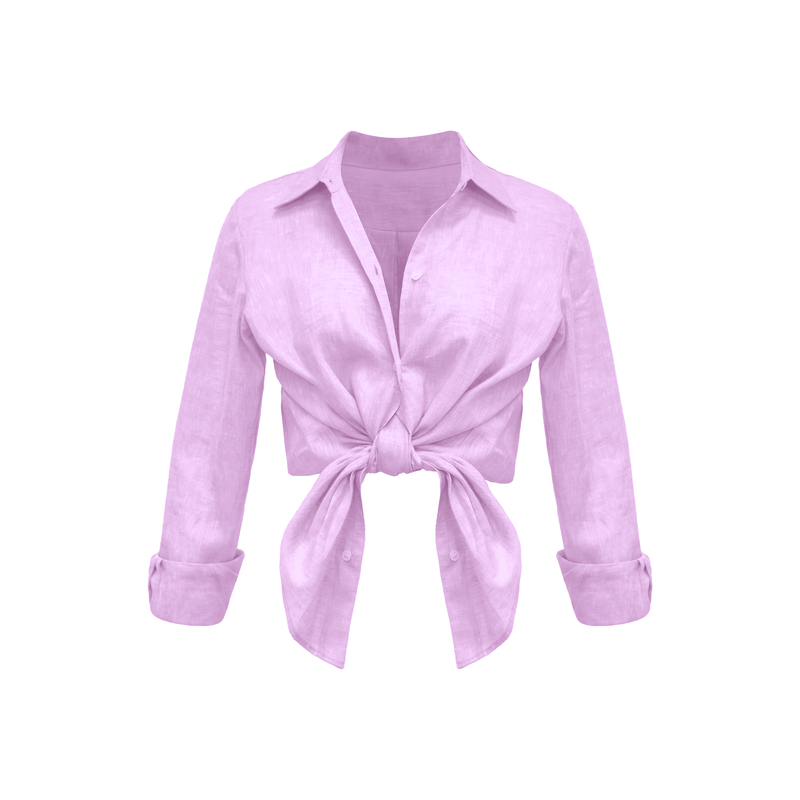 Bevie Button Down Shirt- Lavender Linen
