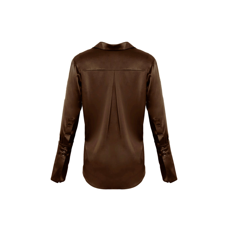 Garcon Shirt - Stretch Silk Charmeuse - Chocolate