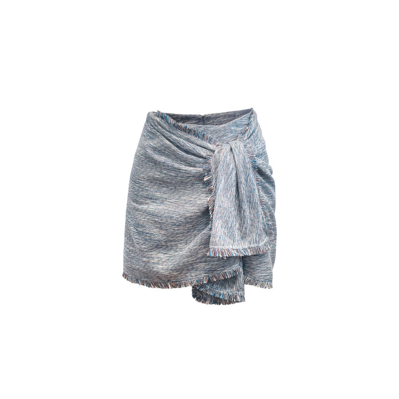 Mini Wrap Skirt - Blue/Brown