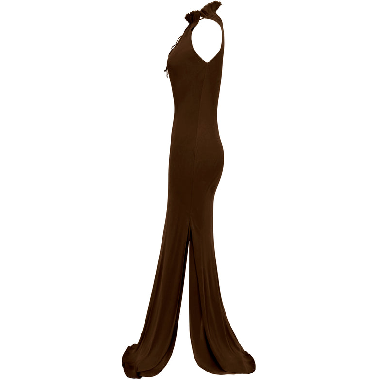 Lysandra Dress Silk Georgette Double Layer - Chocolate