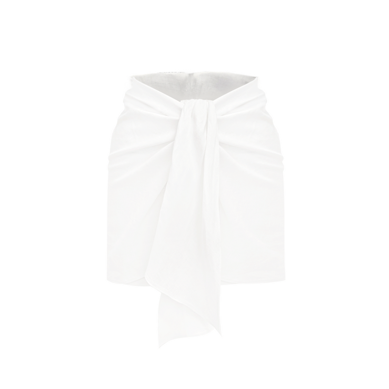 Mini Wrap Skirt- Optic White Linen