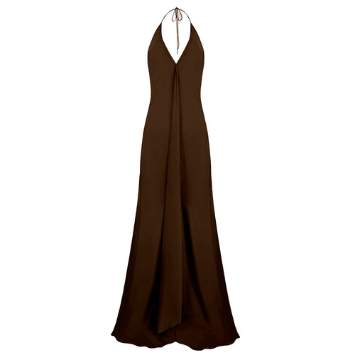 Bias Gown-Dble Layer-Georgette-Chocolate
