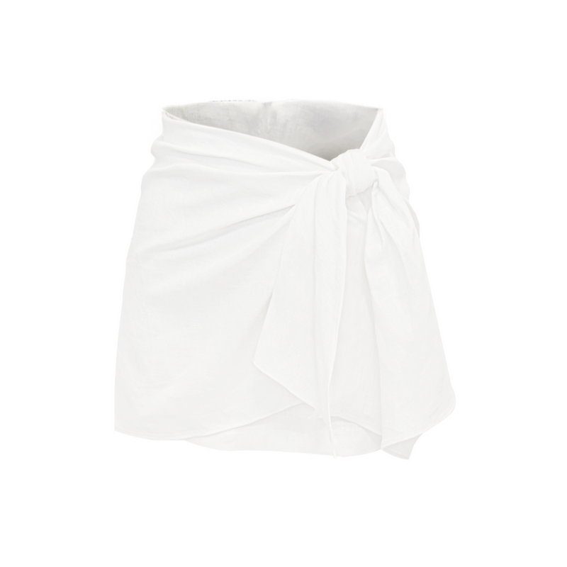 Mini Wrap Skirt- Optic White Linen