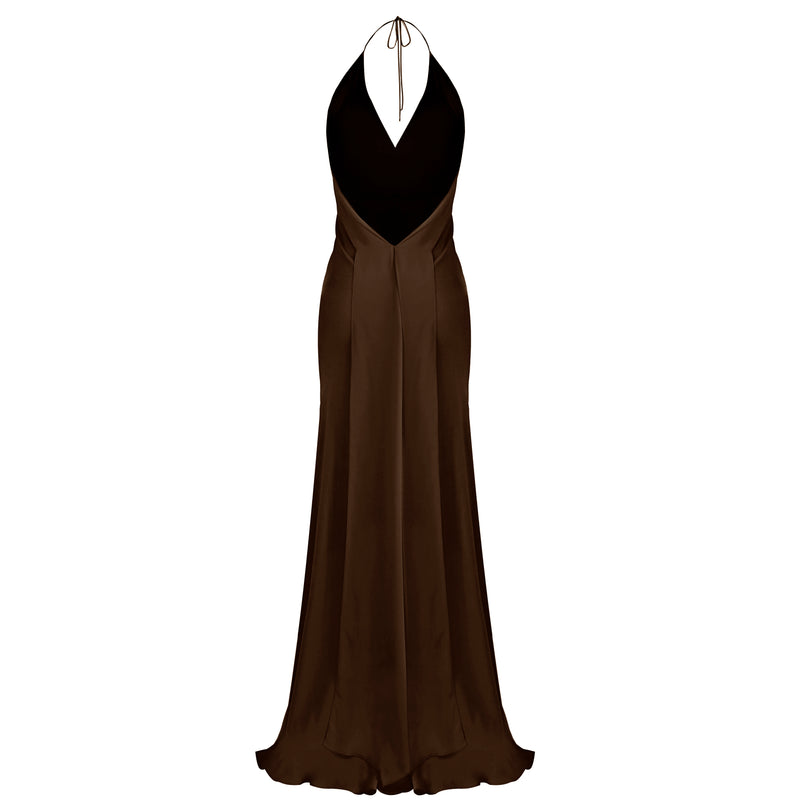 Bias Gown-Dble Layer-Georgette-Chocolate