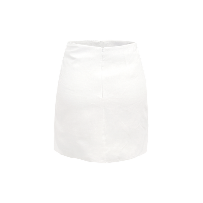 Mini Wrap Skirt- Optic White Linen