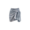 Mini Wrap Skirt - Blue/Brown