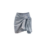 Mini Wrap Skirt - Blue/Brown