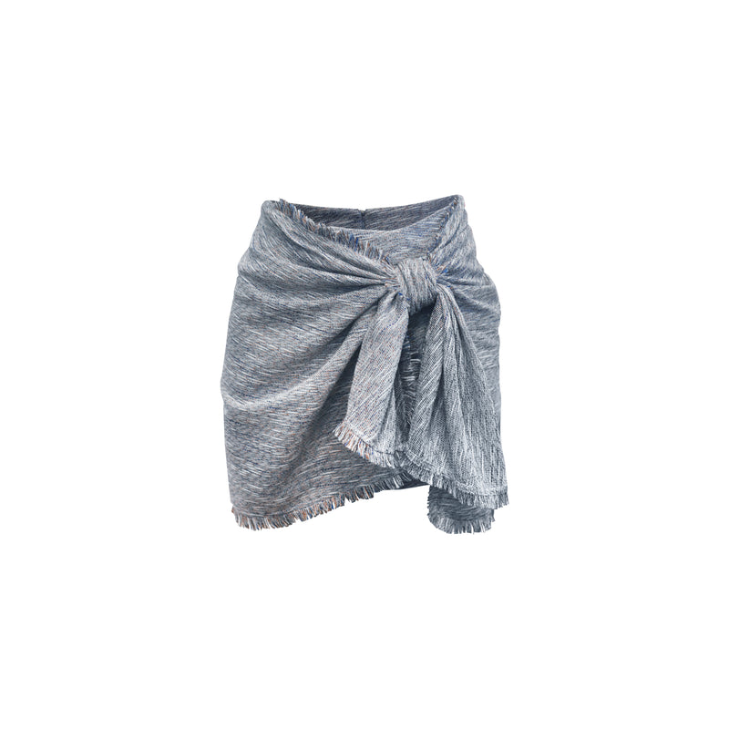 Mini Wrap Skirt - Blue/Brown