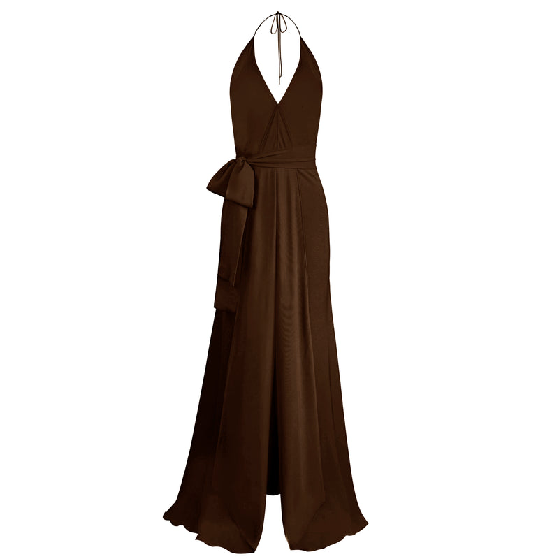Bias Gown-Dble Layer-Georgette-Chocolate
