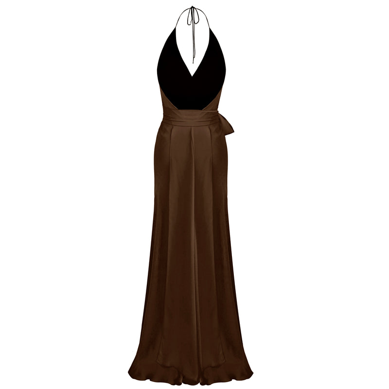 Bias Gown-Dble Layer-Georgette-Chocolate