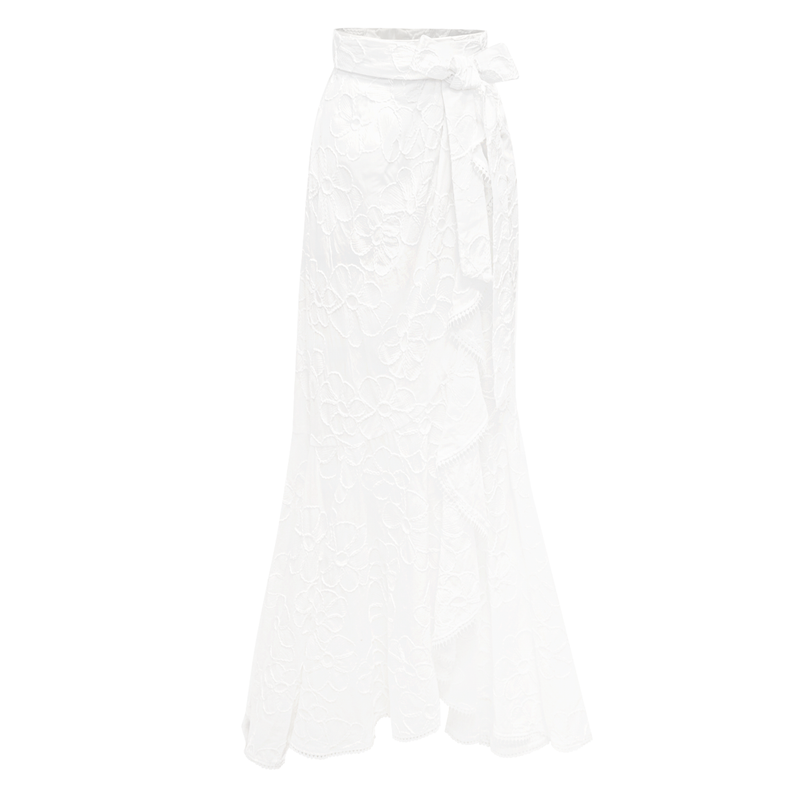 Penelope Skirt- White Flower Cotton