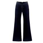 Drawstring Pant Silk Charmeuse Side Stripe - Midnight