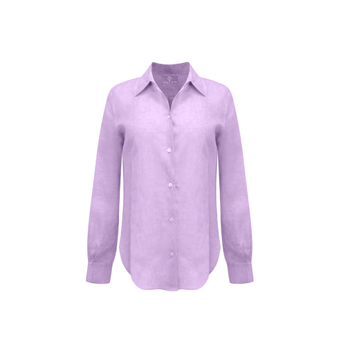 Bevie Button Down Shirt- Lavender Linen