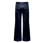 Drawstring Pant Silk Charmeuse Side Stripe - Midnight