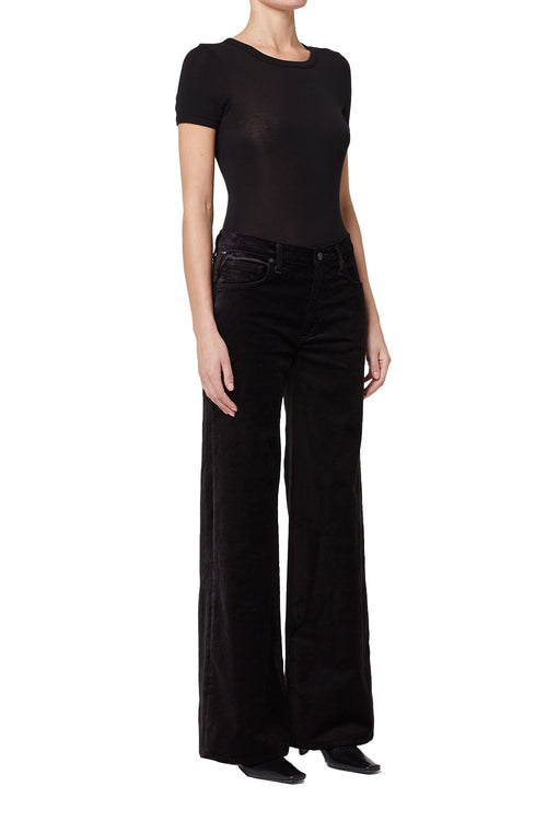 Loli Mid Rise Baggy Velvet- Black