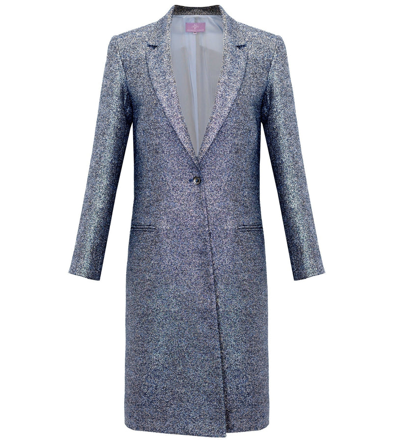 Garbo Midi Coat - Dark Blue Shimmer