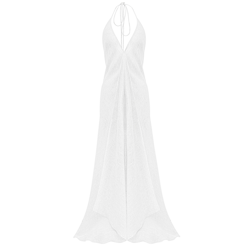 Bias Gown - Single Layer- Linen Gauze - White