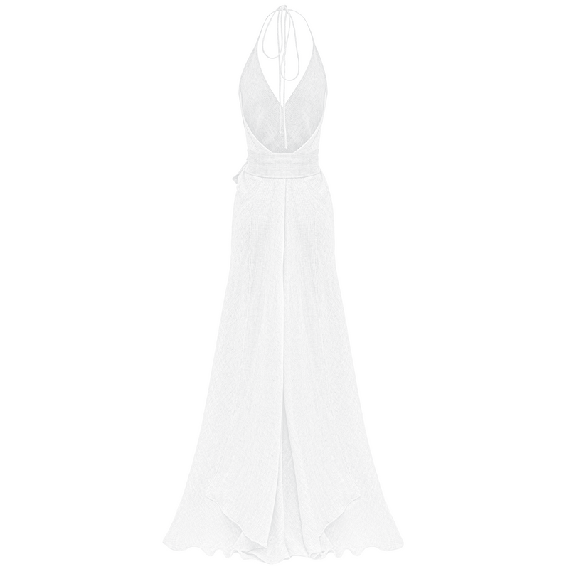 Bias Gown - Single Layer- Linen Gauze - White