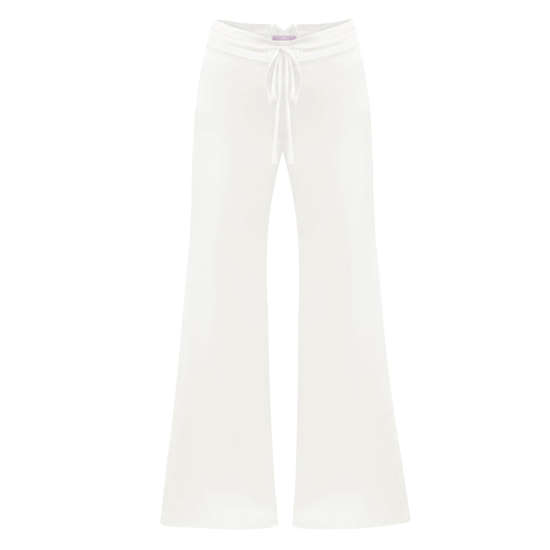 Drawstring Pant - 30mm Silk Charmeuse - Ivory