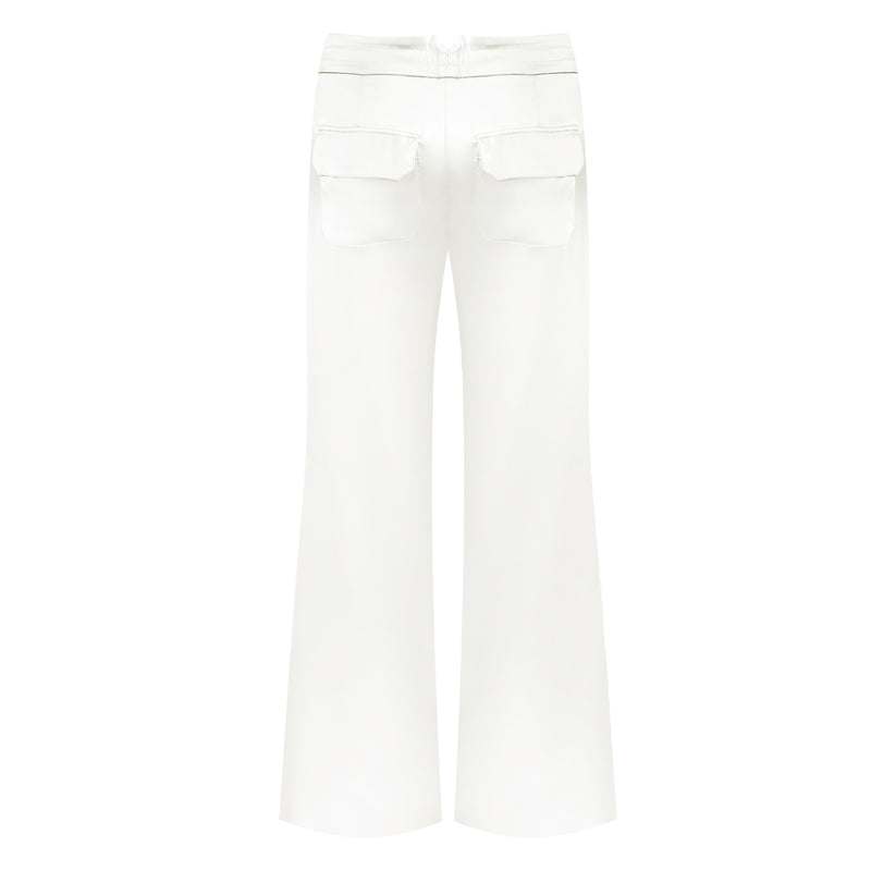 Drawstring Pant - 30mm Silk Charmeuse - Ivory