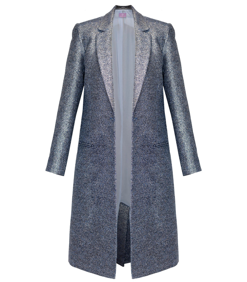 Garbo Midi Coat - Dark Blue Shimmer