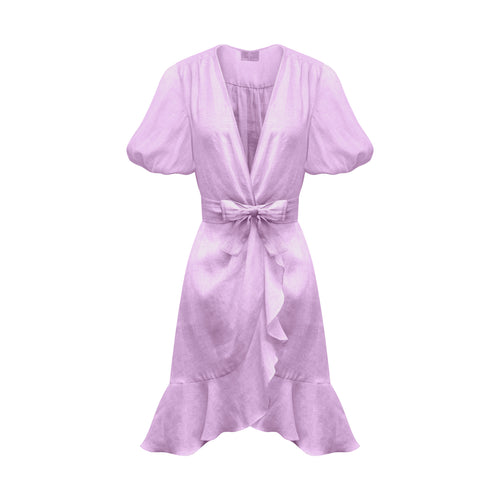 Penelope Mini Dress - Linen Bubblegum