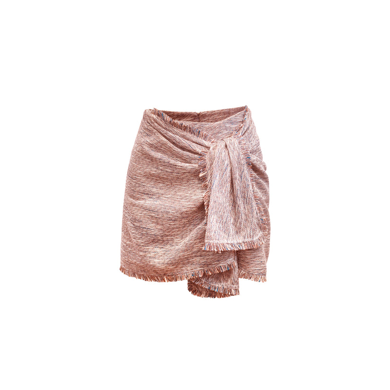 Mini Wrap Skirt - Pink/Brown