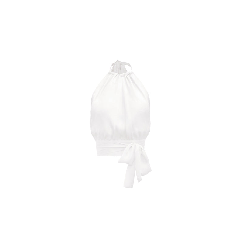 Bardot Top-Chiffon over Charmesue-Optic White
