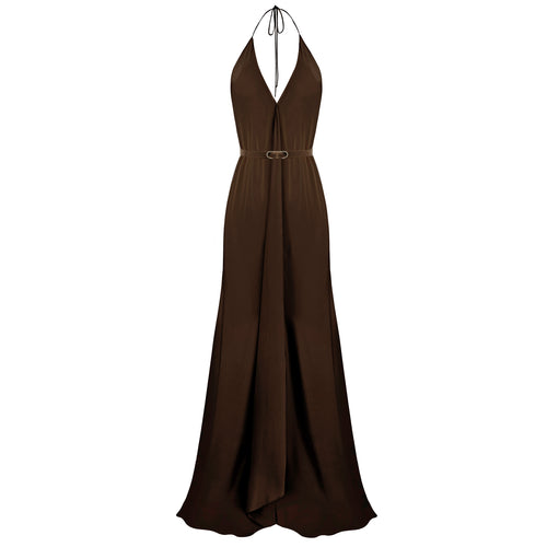 Bias Gown Silk Georgette Double Layer - Chocolate